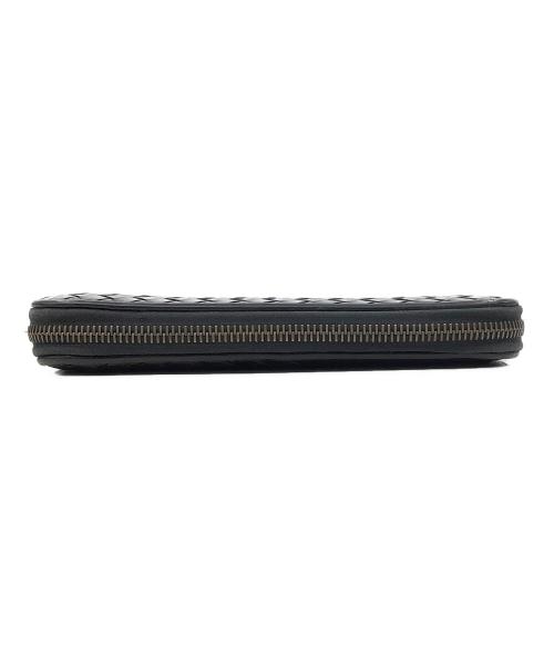 BOTTEGA VENETA（ボッテガベネタ）BOTTEGA VENETA (ボッテガベネタ) イントレチャートラウンドファスナー長財布 ブラックの古着・服飾アイテム