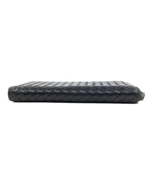 BOTTEGA VENETA（ボッテガベネタ）BOTTEGA VENETA (ボッテガベネタ) イントレチャートラウンドファスナー長財布 ブラックの古着・服飾アイテム