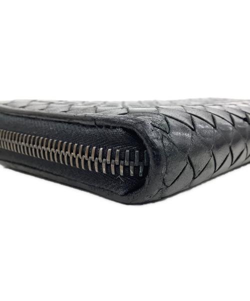 BOTTEGA VENETA（ボッテガベネタ）BOTTEGA VENETA (ボッテガベネタ) イントレチャートラウンドファスナー長財布 ブラックの古着・服飾アイテム