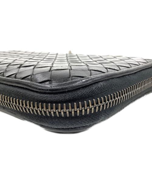 BOTTEGA VENETA（ボッテガベネタ）BOTTEGA VENETA (ボッテガベネタ) イントレチャートラウンドファスナー長財布 ブラックの古着・服飾アイテム