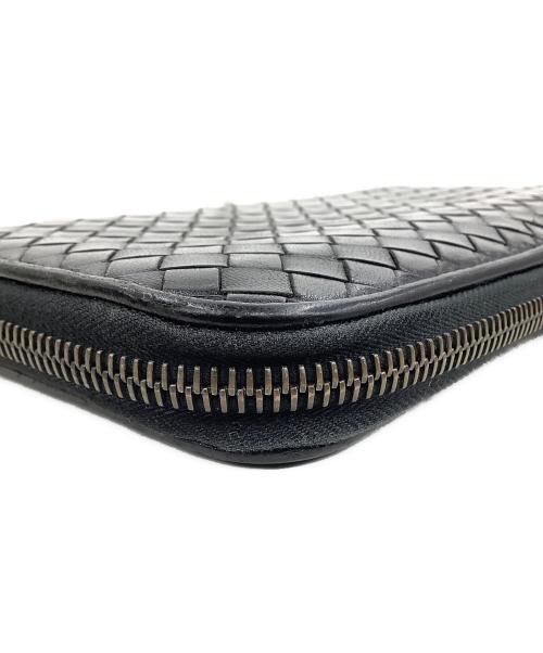 BOTTEGA VENETA（ボッテガベネタ）BOTTEGA VENETA (ボッテガベネタ) イントレチャートラウンドファスナー長財布 ブラックの古着・服飾アイテム