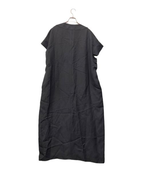 STUDIO NICHOLSON（スタジオ ニコルソン）STUDIO NICHOLSON (スタジオ ニコルソン) ヴィスコースリネンvネックワンピース ネイビー サイズ:40の古着・服飾アイテム