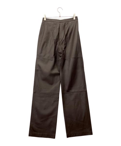 MaxMara（マックスマーラ）MaxMara (マックスマーラ) レザーワイドパンツ ブラウン サイズ:42の古着・服飾アイテム
