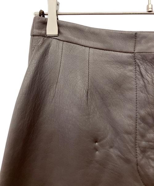 MaxMara（マックスマーラ）MaxMara (マックスマーラ) レザーワイドパンツ ブラウン サイズ:42の古着・服飾アイテム