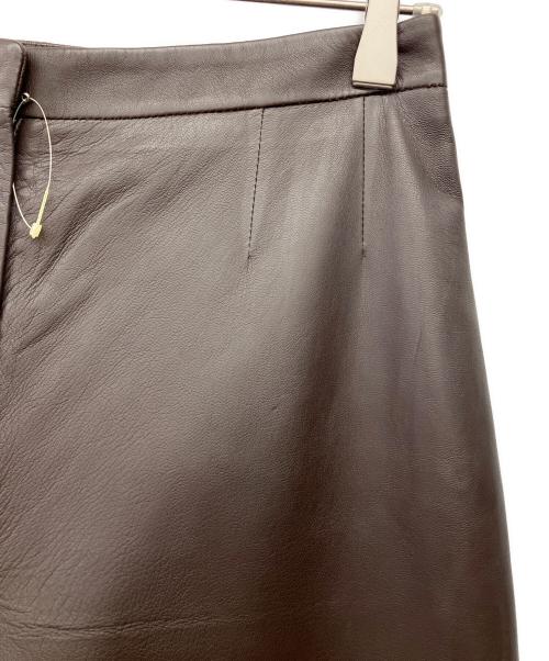 MaxMara（マックスマーラ）MaxMara (マックスマーラ) レザーワイドパンツ ブラウン サイズ:42の古着・服飾アイテム
