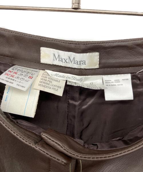 MaxMara（マックスマーラ）MaxMara (マックスマーラ) レザーワイドパンツ ブラウン サイズ:42の古着・服飾アイテム