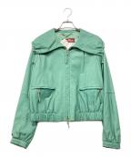 Max Mara Studioマックスマーラ ストゥディオ）の古着「ラムレザージップアップブルゾン64410197」｜エメラルドグリーン