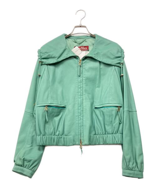 Max Mara Studio（マックスマーラ ストゥディオ）MAX MARA STUDIO (マックスマーラ ストゥディオ) ラムレザージップアップブルゾン64410197 エメラルドグリーン サイズ:40 未使用品の古着・服飾アイテム