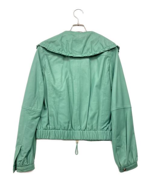 Max Mara Studio（マックスマーラ ストゥディオ）MAX MARA STUDIO (マックスマーラ ストゥディオ) ラムレザージップアップブルゾン64410197 エメラルドグリーン サイズ:40 未使用品の古着・服飾アイテム