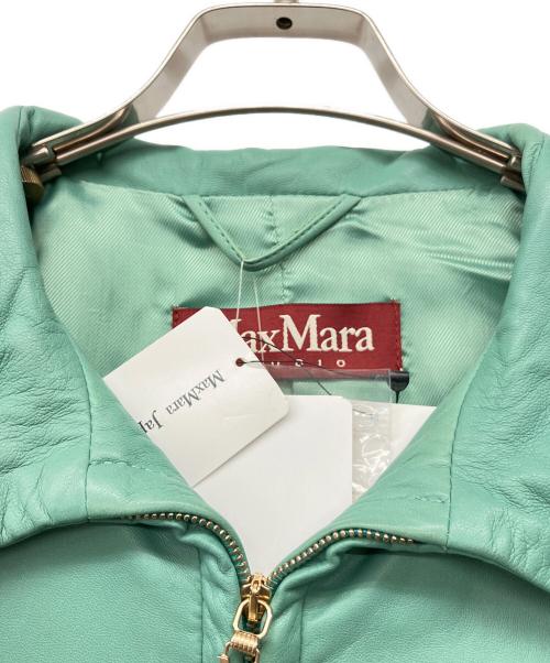 Max Mara Studio（マックスマーラ ストゥディオ）MAX MARA STUDIO (マックスマーラ ストゥディオ) ラムレザージップアップブルゾン64410197 エメラルドグリーン サイズ:40 未使用品の古着・服飾アイテム