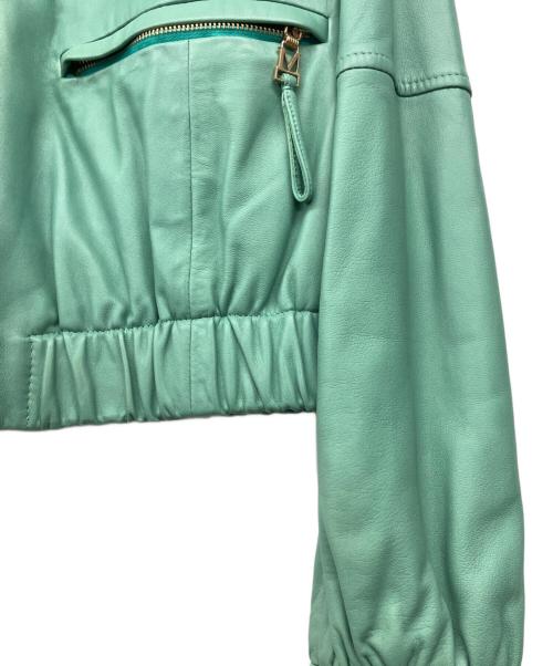 Max Mara Studio（マックスマーラ ストゥディオ）MAX MARA STUDIO (マックスマーラ ストゥディオ) ラムレザージップアップブルゾン64410197 エメラルドグリーン サイズ:40 未使用品の古着・服飾アイテム