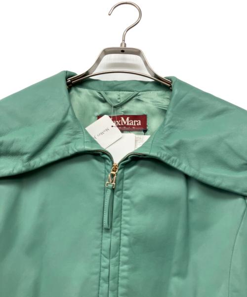 Max Mara Studio（マックスマーラ ストゥディオ）MAX MARA STUDIO (マックスマーラ ストゥディオ) ラムレザージップアップブルゾン64410197 エメラルドグリーン サイズ:40 未使用品の古着・服飾アイテム