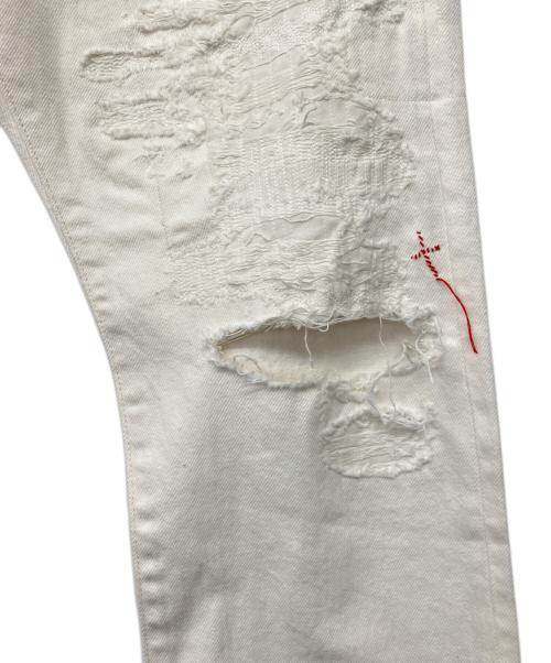 Hysteric Glamour（ヒステリックグラマー）Hysteric Glamour (ヒステリックグラマー) HEARTBREKERS ダメージ加工ホワイトクラッシュデニムパンツ ホワイト サイズ:81cm(W32) 未使用品の古着・服飾アイテム