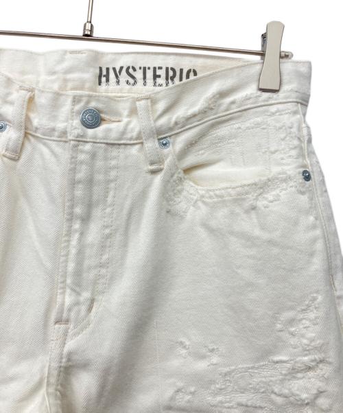 Hysteric Glamour（ヒステリックグラマー）Hysteric Glamour (ヒステリックグラマー) HEARTBREKERS ダメージ加工ホワイトクラッシュデニムパンツ ホワイト サイズ:81cm(W32) 未使用品の古着・服飾アイテム