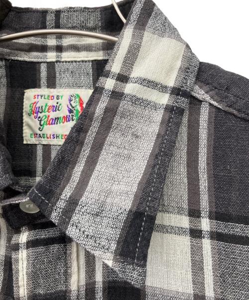 Hysteric Glamour（ヒステリックグラマー）Hysteric Glamour (ヒステリックグラマー) TALE OF VOODOO ZOMBIES刺繍 ルーズシャツ グレー×ホワイト サイズ:Lの古着・服飾アイテム