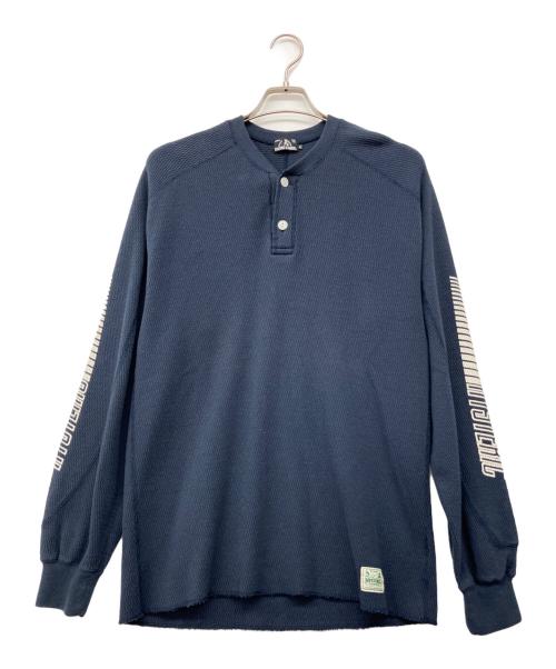 Hysteric Glamour（ヒステリックグラマー）Hysteric Glamour (ヒステリックグラマー) SIDE LINEヘンリーネックプリントスウェット ネイビー サイズ:Mの古着・服飾アイテム