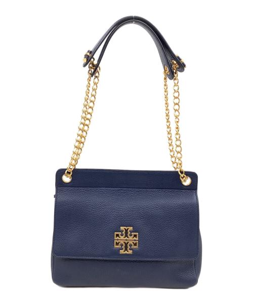 TORY BURCH（トリーバーチ）TORY BURCH (トリーバーチ) Britten Flap Shoulder Bag ネイビーの古着・服飾アイテム