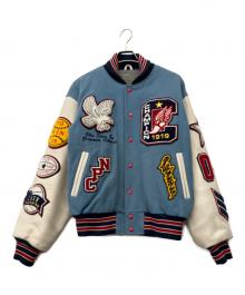 Champion（チャンピオン）の古着「フルデコスタジャン」｜ブルー×ホワイト