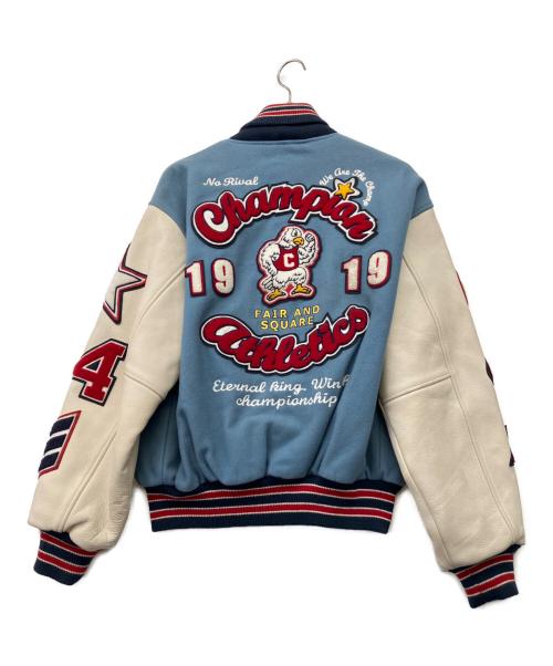 Champion（チャンピオン）Champion (チャンピオン) フルデコスタジャン ブルー×ホワイト サイズ:Lの古着・服飾アイテム