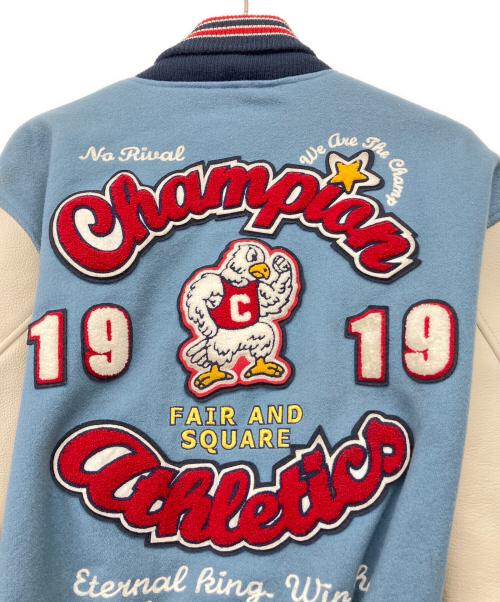 Champion（チャンピオン）Champion (チャンピオン) フルデコスタジャン ブルー×ホワイト サイズ:Lの古着・服飾アイテム