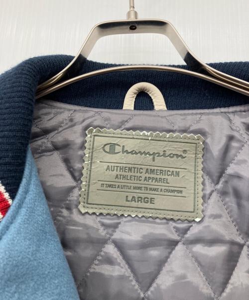 Champion（チャンピオン）Champion (チャンピオン) フルデコスタジャン ブルー×ホワイト サイズ:Lの古着・服飾アイテム