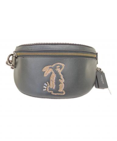美品♡コーチ　セレーナ ゴメス バニー ベルトバッグ ウエストバッグ レザー 黒 中古・古着通販】COACH (コーチ) selena gomez (セレーナ・ゴメス