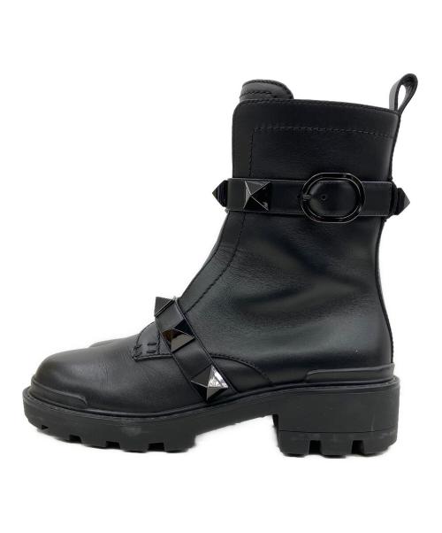 VALENTINO GARAVANI（ヴァレンティノ・ガラヴァーニ）VALENTINO GARAVANI (ヴァレンティノ・ガラヴァーニ) Roman Stud combat boot ブラック サイズ:37の古着・服飾アイテム