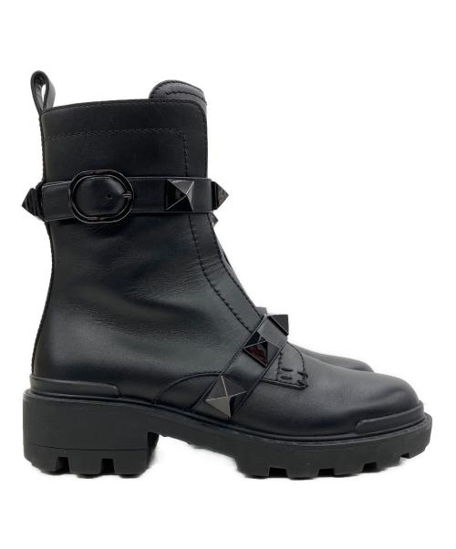 VALENTINO GARAVANI（ヴァレンティノ・ガラヴァーニ）VALENTINO GARAVANI (ヴァレンティノ・ガラヴァーニ) Roman Stud combat boot ブラック サイズ:37の古着・服飾アイテム