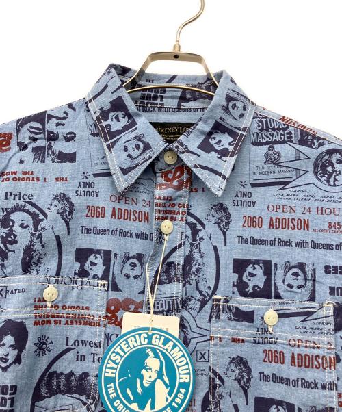 Hysteric Glamour（ヒステリックグラマー）Hysteric Glamour (ヒステリックグラマー) Courtney Love/OPEN24H総柄長袖SH インディゴ サイズ:L 未使用品の古着・服飾アイテム