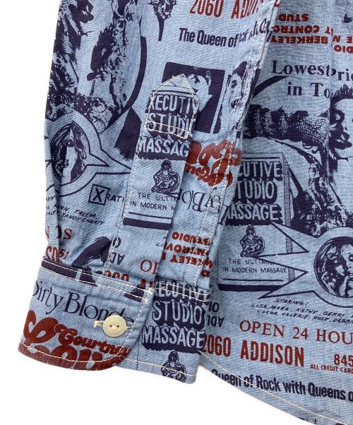 Hysteric Glamour（ヒステリックグラマー）Hysteric Glamour (ヒステリックグラマー) Courtney Love/OPEN24H総柄長袖SH インディゴ サイズ:L 未使用品の古着・服飾アイテム