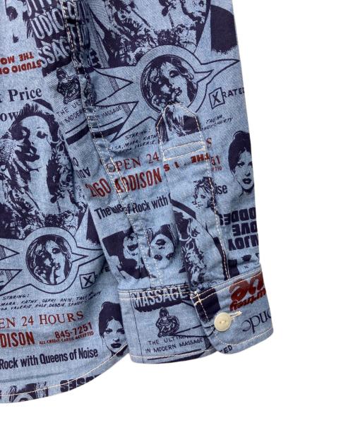 Hysteric Glamour（ヒステリックグラマー）Hysteric Glamour (ヒステリックグラマー) Courtney Love/OPEN24H総柄長袖SH インディゴ サイズ:L 未使用品の古着・服飾アイテム