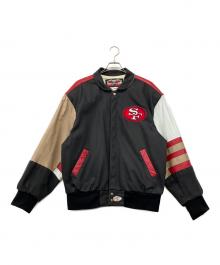 NFL×JEFF HAMILTON（ナショナル・フットボール・リーグ×ジェフハミルトン）の古着「49ERS  90's 袖革スタジャン」｜ブラック×レッド