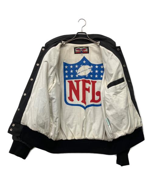 NFL（ナショナル・フットボール・リーグ）NFL (ナショナル・フットボール・リーグ) JEFF HAMILTON (ジェフハミルトン) 49ERS  90's 袖革スタジャン ブラック×レッド サイズ:Lの古着・服飾アイテム