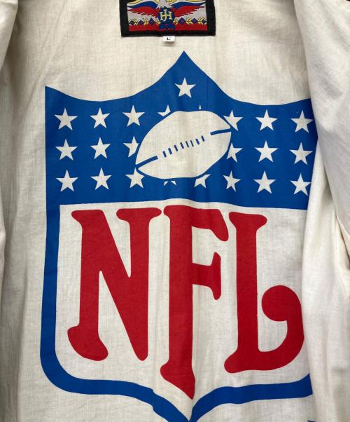 NFL（ナショナル・フットボール・リーグ）NFL (ナショナル・フットボール・リーグ) JEFF HAMILTON (ジェフハミルトン) 49ERS  90's 袖革スタジャン ブラック×レッド サイズ:Lの古着・服飾アイテム