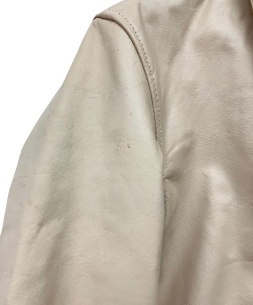 HORN WORKS（ホーンワークス）HORN WORKS (ホーンワークス) 水牛革襟付シングルライダースジャケット ベージュ サイズ:Lの古着・服飾アイテム