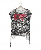 Hysteric Glamourヒステリックグラマー）の古着「HYS ROCK プリントTシャツ」｜ブラック×ホワイト