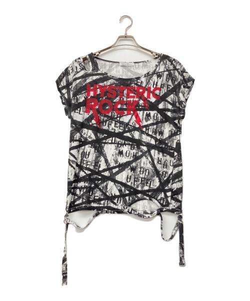 Hysteric Glamour（ヒステリックグラマー）Hysteric Glamour (ヒステリックグラマー) HYS ROCK プリントTシャツ ブラック×ホワイト サイズ:FREEの古着・服飾アイテム