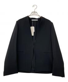 theory luxe（セオリーリュクス）の古着「ドレープカラーレスジャケット - Elia 2 - Luve」｜ブラック