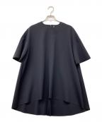 theory luxeセオリーリュクス）の古着「《手洗い可》バックロングドレープTブラウス」｜ブラック