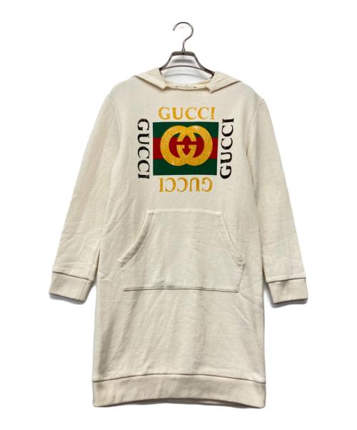 GUCCI（グッチ）GUCCI (グッチ) ヴィンテージ ロゴ キッズ パーカー ベージュ サイズ:10の古着・服飾アイテム