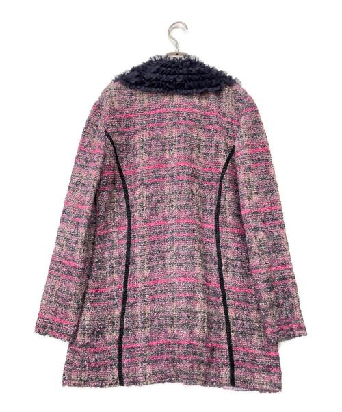 NOKO-PLEATS（ノコプリーツ）NOKO-PLEATS (ノコプリーツ) プリーツロングカーディガン パープル×ネイビー サイズ:40の古着・服飾アイテム