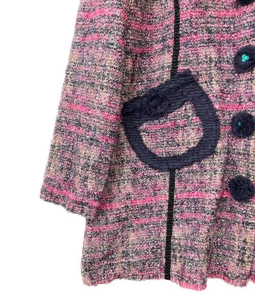 NOKO-PLEATS（ノコプリーツ）NOKO-PLEATS (ノコプリーツ) プリーツロングカーディガン パープル×ネイビー サイズ:40の古着・服飾アイテム