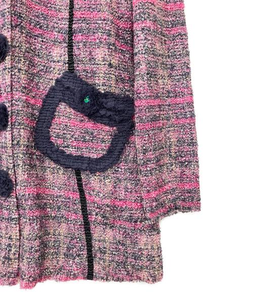 NOKO-PLEATS（ノコプリーツ）NOKO-PLEATS (ノコプリーツ) プリーツロングカーディガン パープル×ネイビー サイズ:40の古着・服飾アイテム