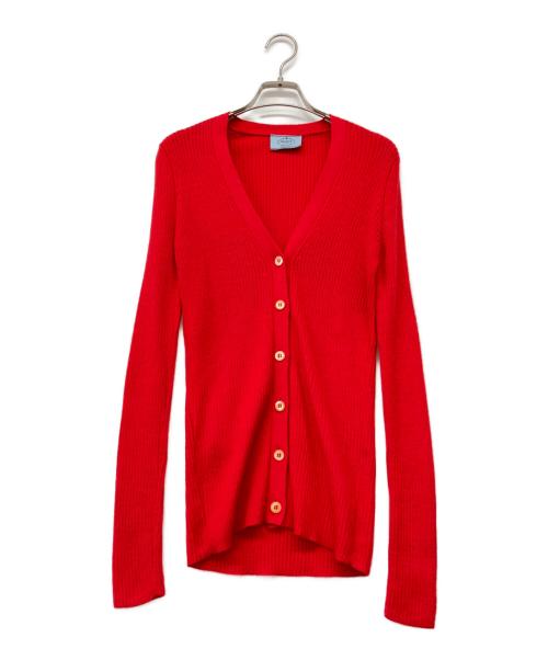 PRADA（プラダ）PRADA (プラダ) アルパカ100％ニットカーディガン レッド サイズ:38の古着・服飾アイテム