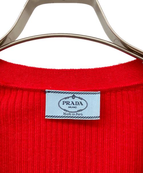 PRADA（プラダ）PRADA (プラダ) アルパカ100％ニットカーディガン レッド サイズ:38の古着・服飾アイテム