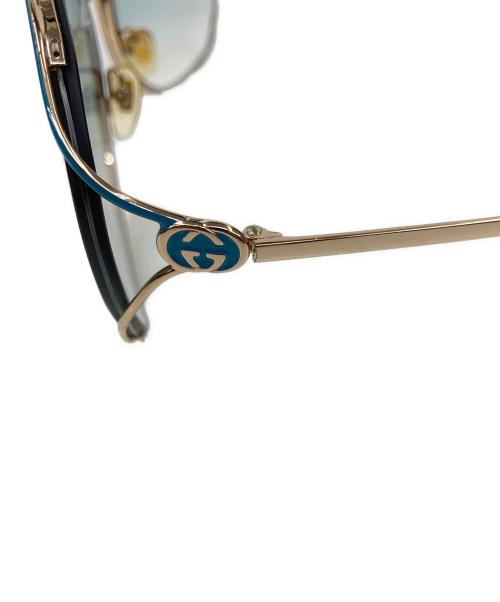 GUCCI（グッチ）GUCCI (グッチ) 眼鏡フレーム ブルー×ゴールド サイズ:63□18の古着・服飾アイテム
