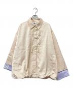 adidas Originalsアディダスオリジナル）の古着「CNY Shirt Jacket Light Beige」｜アイボリー×パープル