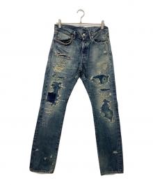 Hysteric Glamour（ヒステリックグラマー）の古着「00'sRWH加工デニム スリムストレートパンツ」｜インディゴ