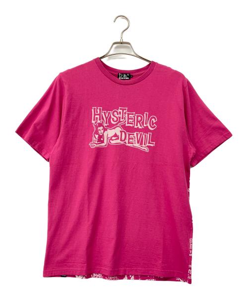Hysteric Glamour（ヒステリックグラマー）Hysteric Glamour (ヒステリックグラマー) DEVILヒスガールプリントTシャツ ショッキングピンク サイズ:Lの古着・服飾アイテム