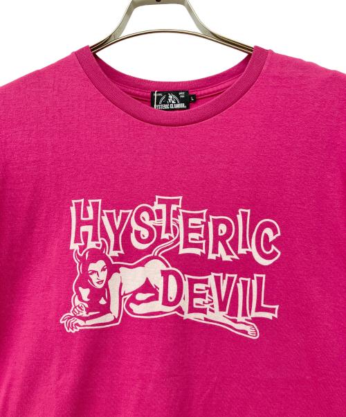 Hysteric Glamour（ヒステリックグラマー）Hysteric Glamour (ヒステリックグラマー) DEVILヒスガールプリントTシャツ ショッキングピンク サイズ:Lの古着・服飾アイテム